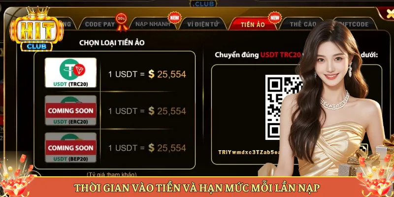 Thời Gian Vào Tiền Và Hạn Mức Mỗi Lần Nạp